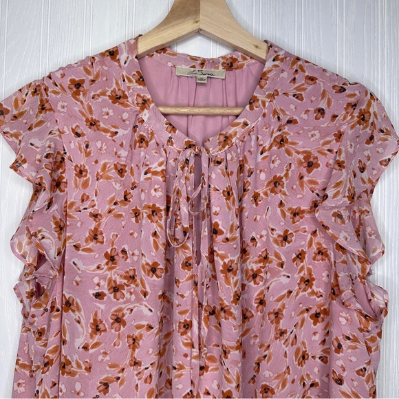 Les Serein pink floral sleeveless shirt Size 1X - Picture 4 of 12